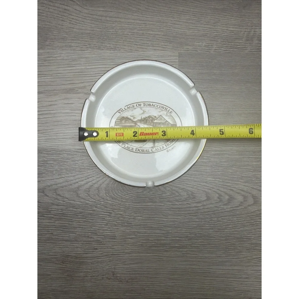 VTG Antique White‎ Porcelain Ashtray W/Gold Trim 